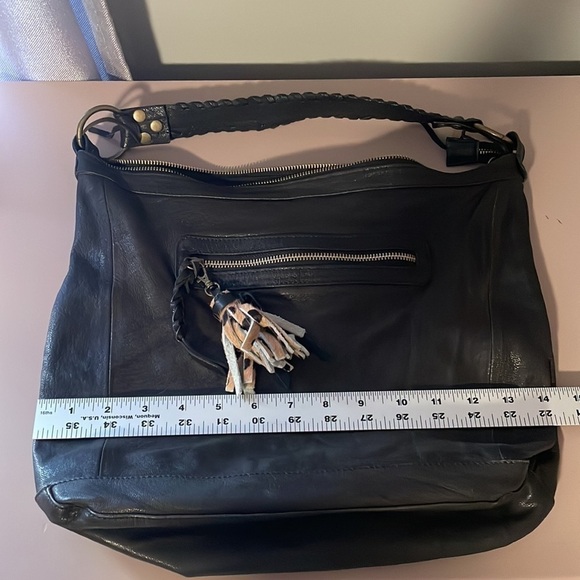 Tano Made in Italy dark brown leather shoulder bag braided details - Picture 7 of 10